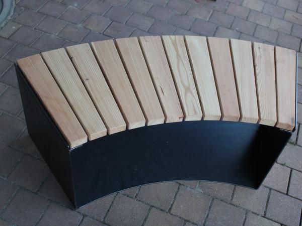 Stahlbank Rund mit Lärchenholz L=105cm